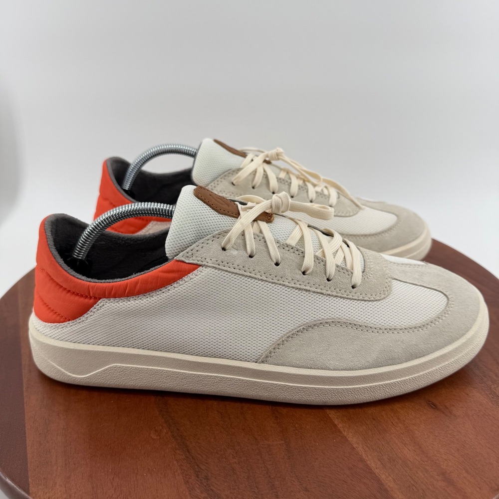 OluKai Punini Sneakers Bone Orange Leather Textile Beach 10514-189U Men 12